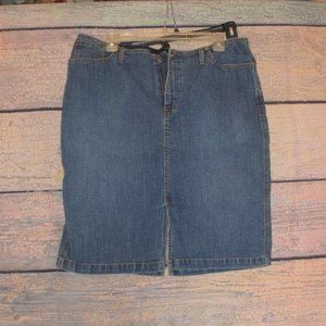 Venezia Denim Jean Skirt Knee Length 16 Blue Plus XL 1X Mini Pencil